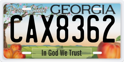 GA license plate CAX8362