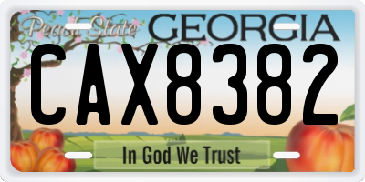 GA license plate CAX8382