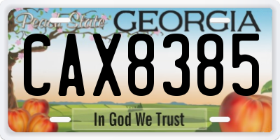 GA license plate CAX8385