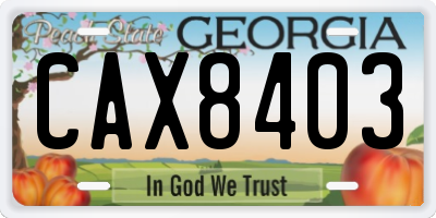 GA license plate CAX8403