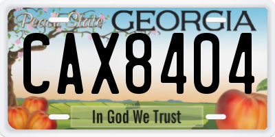 GA license plate CAX8404