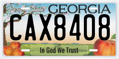 GA license plate CAX8408