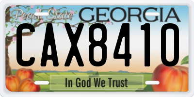 GA license plate CAX8410