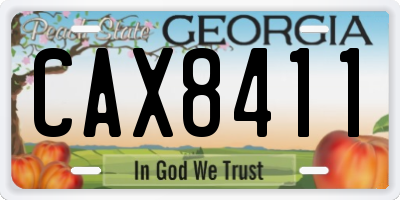 GA license plate CAX8411