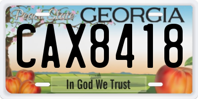 GA license plate CAX8418