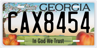 GA license plate CAX8454