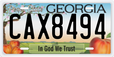 GA license plate CAX8494