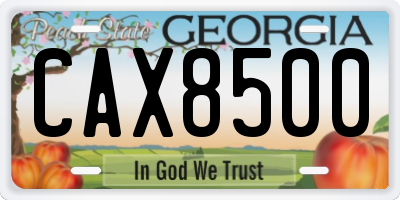 GA license plate CAX8500