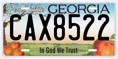 GA license plate CAX8522