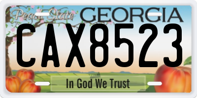 GA license plate CAX8523