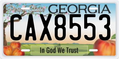 GA license plate CAX8553