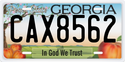 GA license plate CAX8562
