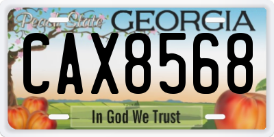 GA license plate CAX8568