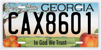 GA license plate CAX8601