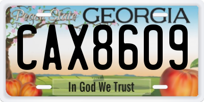 GA license plate CAX8609