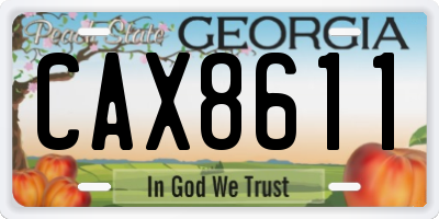 GA license plate CAX8611