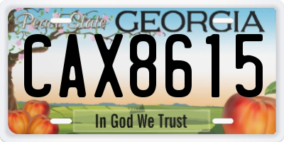GA license plate CAX8615