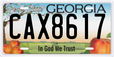GA license plate CAX8617