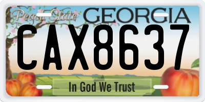 GA license plate CAX8637