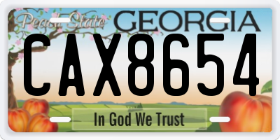 GA license plate CAX8654