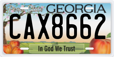 GA license plate CAX8662