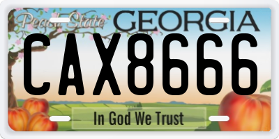 GA license plate CAX8666