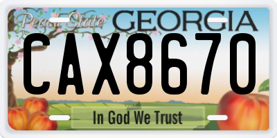GA license plate CAX8670
