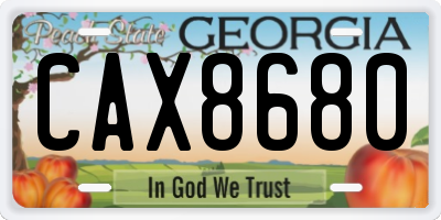 GA license plate CAX8680