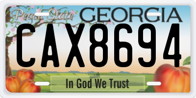 GA license plate CAX8694