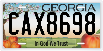 GA license plate CAX8698