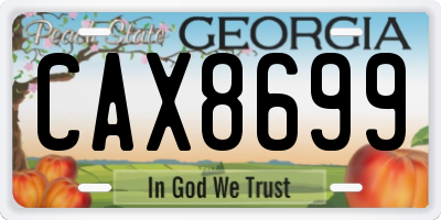 GA license plate CAX8699