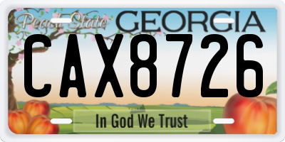 GA license plate CAX8726