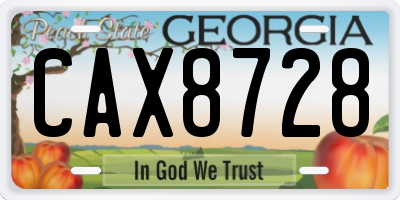 GA license plate CAX8728