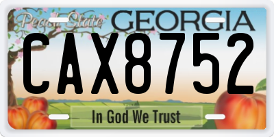 GA license plate CAX8752