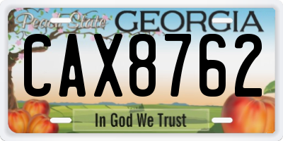 GA license plate CAX8762