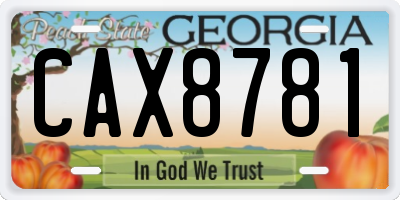 GA license plate CAX8781