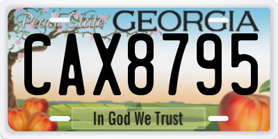 GA license plate CAX8795