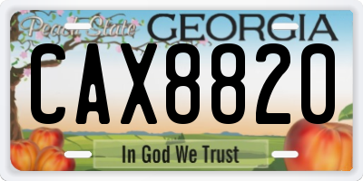 GA license plate CAX8820