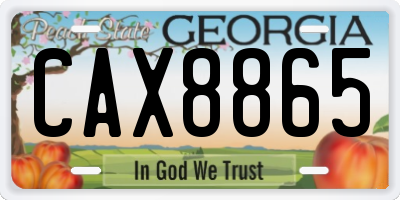 GA license plate CAX8865