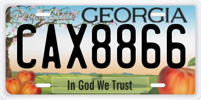 GA license plate CAX8866
