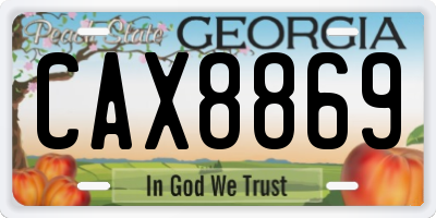 GA license plate CAX8869