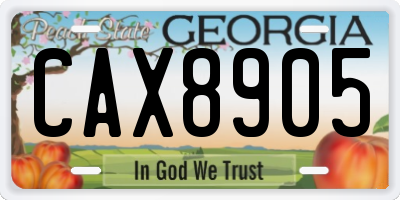 GA license plate CAX8905