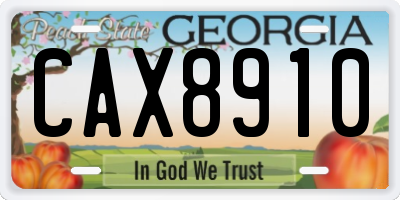 GA license plate CAX8910