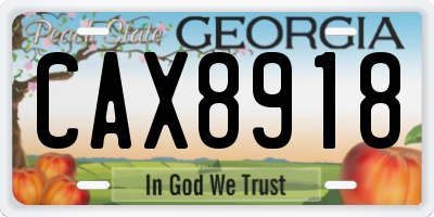 GA license plate CAX8918