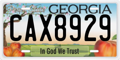 GA license plate CAX8929