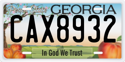 GA license plate CAX8932