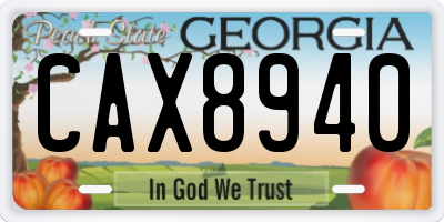 GA license plate CAX8940