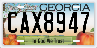 GA license plate CAX8947