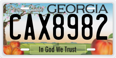 GA license plate CAX8982