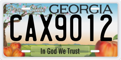 GA license plate CAX9012